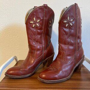 Dingo Red Leather Cowboy Boots Size 8.5